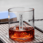 Mount Fuji Japanese crystal whisky glass with a mountain peak sculpted into the base