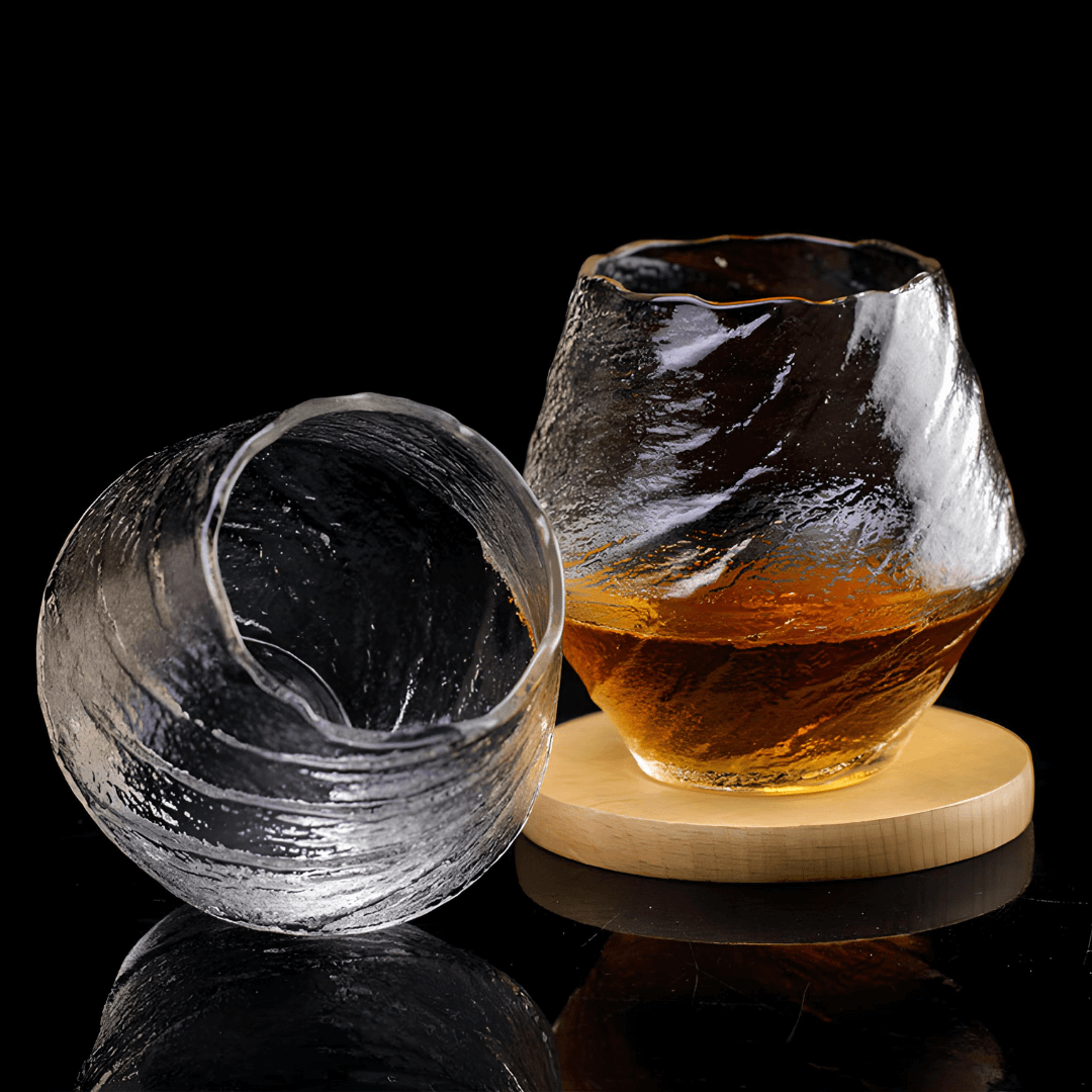 Yume Japanese crystal whisky glass, a tall 400 ml tumbler with cut textured sides