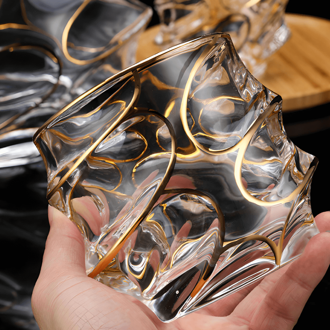 Arashi Gold Japanese crystal whisky glass – detail view 8