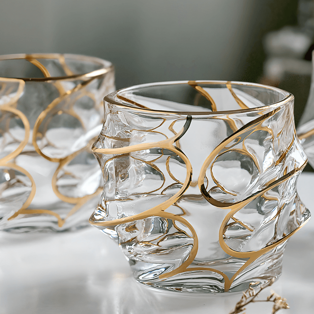 Arashi Gold Japanese crystal whisky glass – detail view 9