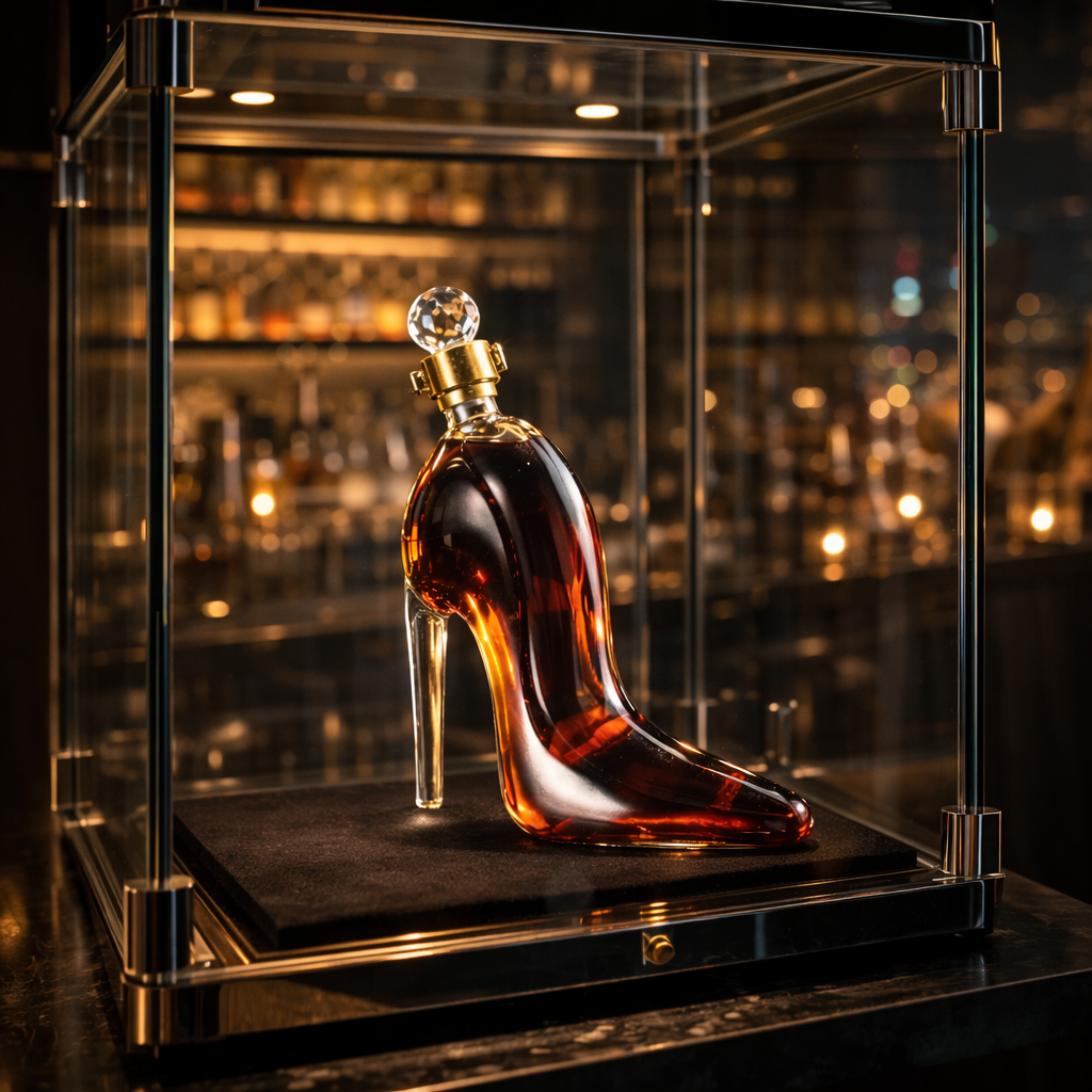 High Heel Edition whisky decanter shaped like a stiletto high heel shoe in glass