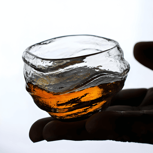 Kai Japanese crystal whisky glass, a light low tumbler with cut textured grip