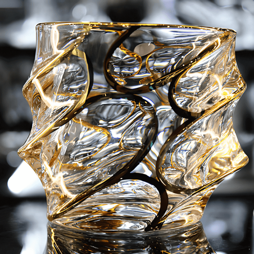 Arashi Gold Japanese crystal whisky glass – detail view 2