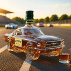 Mustang Edition whisky decanter shaped like a classic American muscle car, front three-quarter view