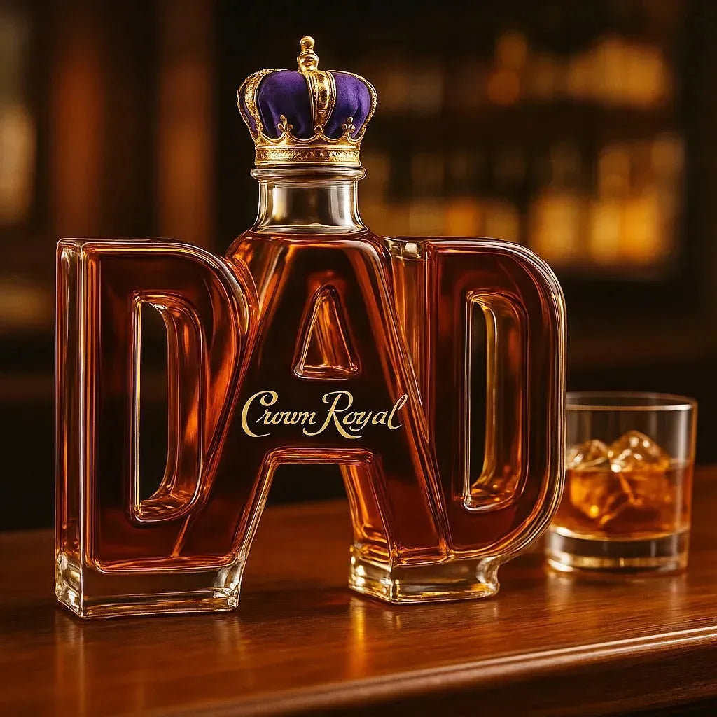 Father's Edition whisky decanter in clear glass, designed as a gift for dad