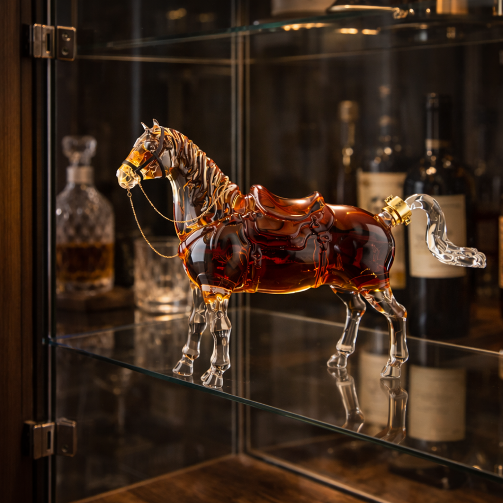 Horse Edition whisky decanter sculpted as a standing horse in clear glass