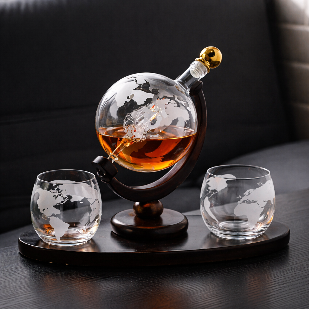 World Map Edition whisky decanter and glass set – detail view 2
