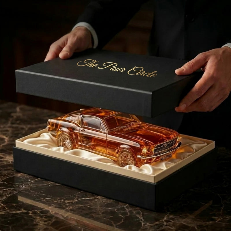 Mustang whisky decanter arriving intact in its box