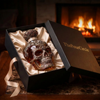 Skull Edition whisky decanter shaped like a human skull in clear glass