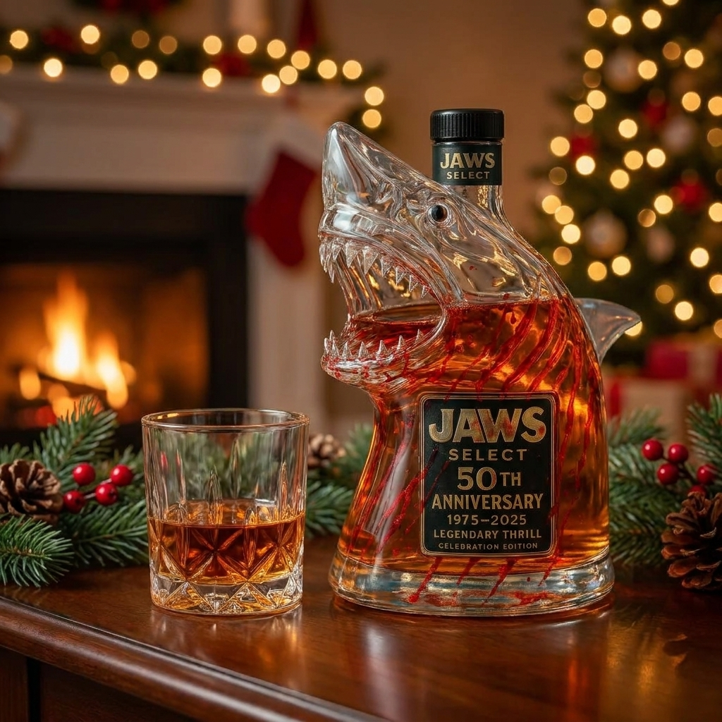 Shark Edition whisky decanter sculpted as a great white shark in glass