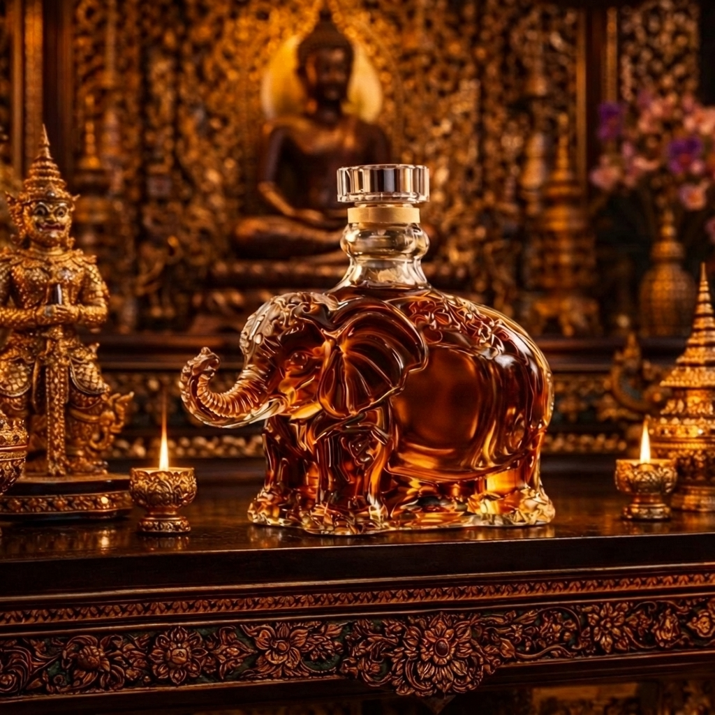 Elephant Edition whisky decanter sculpted as an elephant in glass